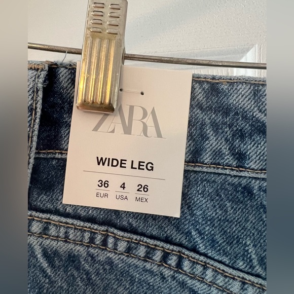 Zara High Size Full Length Wide Leg Jeans - Size 4 - Picture 2 of 4